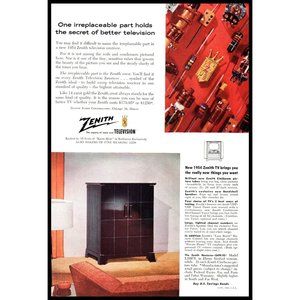1953 Zenith Nocturne Console Floor Model TV Television Vintage Print Ad Wall Art